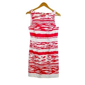 Ann Taylor hot pink and white sheath dress size 6